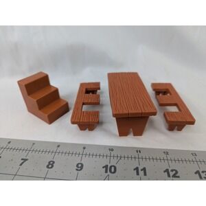 Ideal Dollhouse Size Picnic Table Chair Bench Stairs Lot 1975 Hong Kong